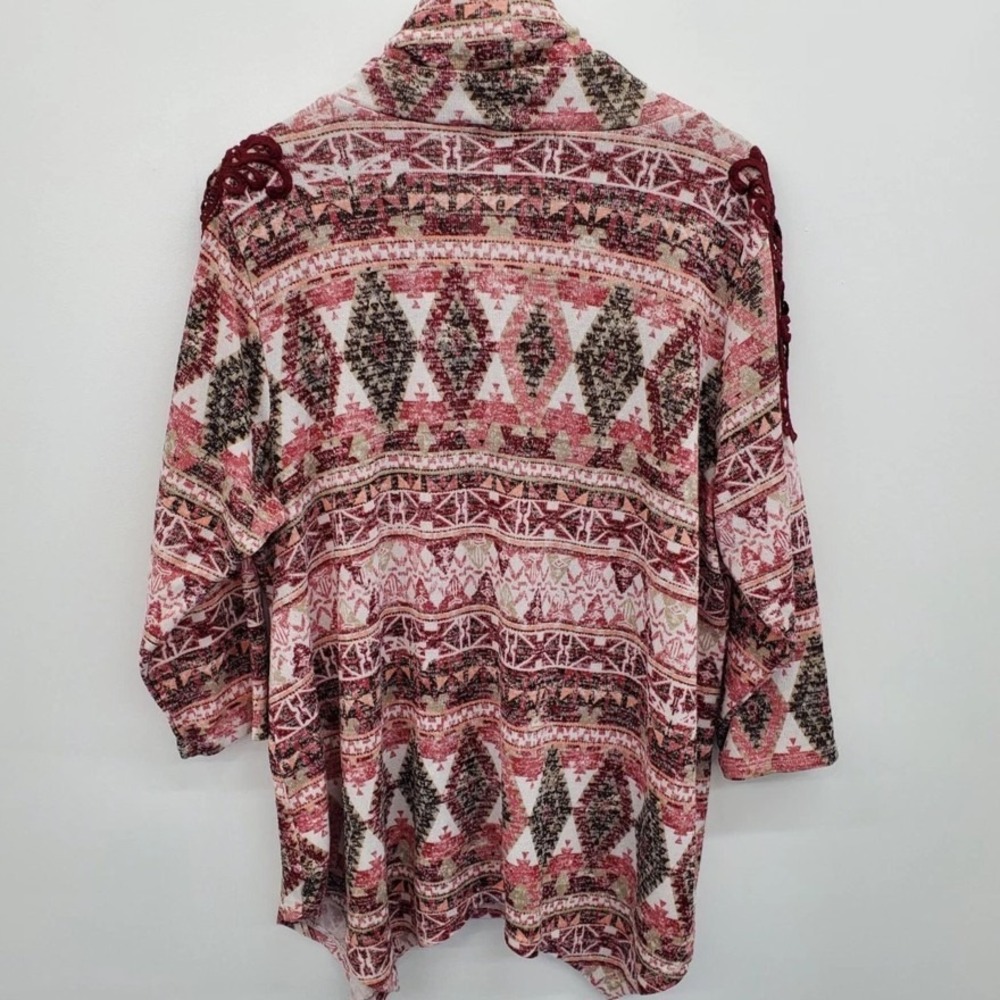Absolutely‎ Famous Womens 3X Boho Aztec Print Top Pink Red Cowl Neck Plus Size - Picture 2 of 13